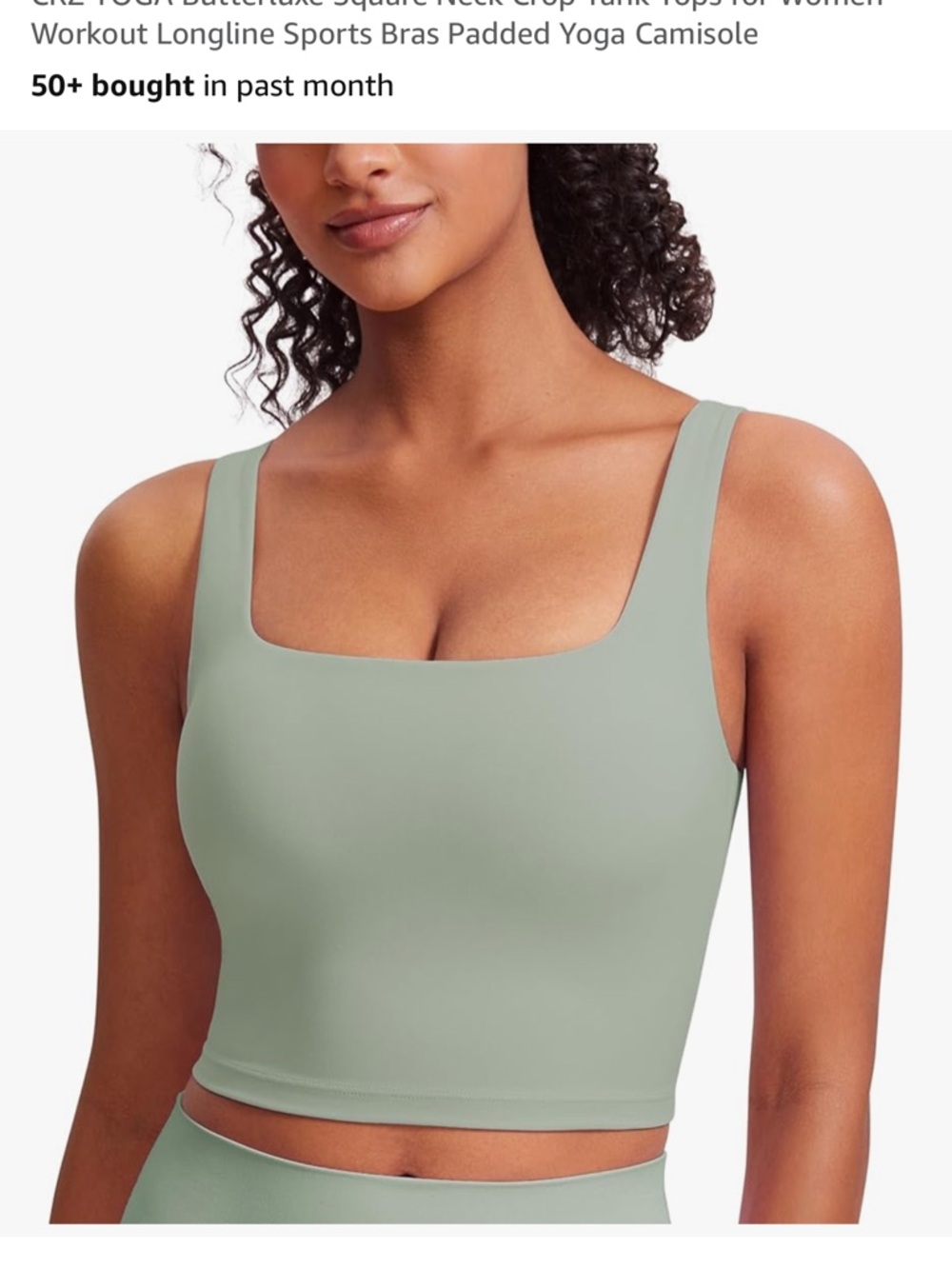 CRZ yoga Square Neck Cropped Sports Tank in Sage Green